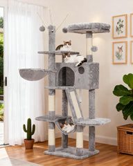 Hey-brother 53-inch cat tree assembly highlights sturdy construction for safe climbing.