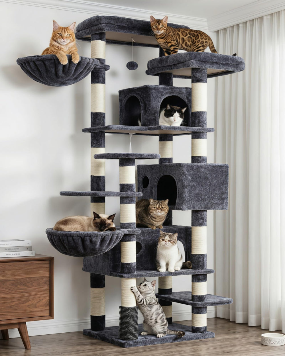Hey-brother Cat Tree base stability offers solid support for energetic cats.