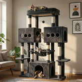 Hey-brother Cat Tree Tower base provides stable foundation for safe jumps.