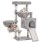 Hey-brother cat tree indoors with safe climbing and soft resting platforms.