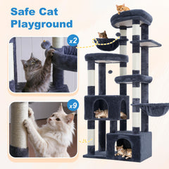 Hey-brother Cat Tree nine sisal posts promote healthy scratching.