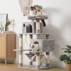 Hey-brother cat tree with sisal posts wrapped for scratching and grooming