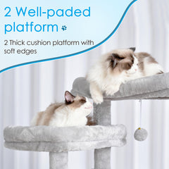 Hey-brother cat tree top deck 1 offers high perch for observation.