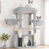 Hey-brother cat tree top perch offers spacious rest for large cats.