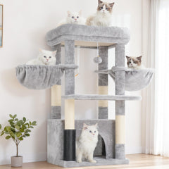Hey-brother cat tree top perch offers spacious rest for large cats.