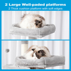 Hey-brother cat tree top platforms offer ample resting space and views