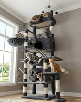 Hey-brother cat tree tower anti-tip base keeps tall structure secure for active cats
