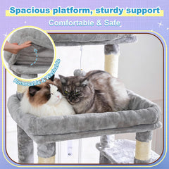 Hey-brother cat tree tower large hammock, perfect resting spot above play area