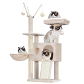 Hey-brother Cat Tree Tower with removable teaser wand for interactive play.