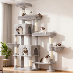 Hey-brother cat tree tower rotatable extension provides versatile space for climbing and lounging.