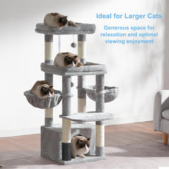 Hey-brother cat tree tower top perch provides wide view and cozy rest