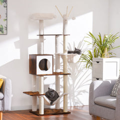 Hey-brother cat tree with sisal posts supports natural claw sharpening