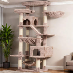 Heybly Cat Tree 71 inch tower with perches boosts multi-cat play and rest
