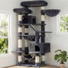Heybly cat-tree 71-inch tower offers a tall climbing space for multi-cat households.