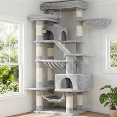 Heybly Cat Tree 71inch tall perches offer elevated lounging and room view