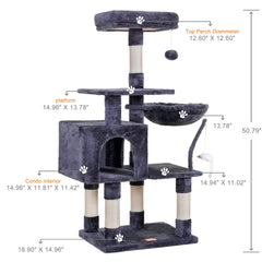Heybly cat tree anti-topple base adds stability during play.