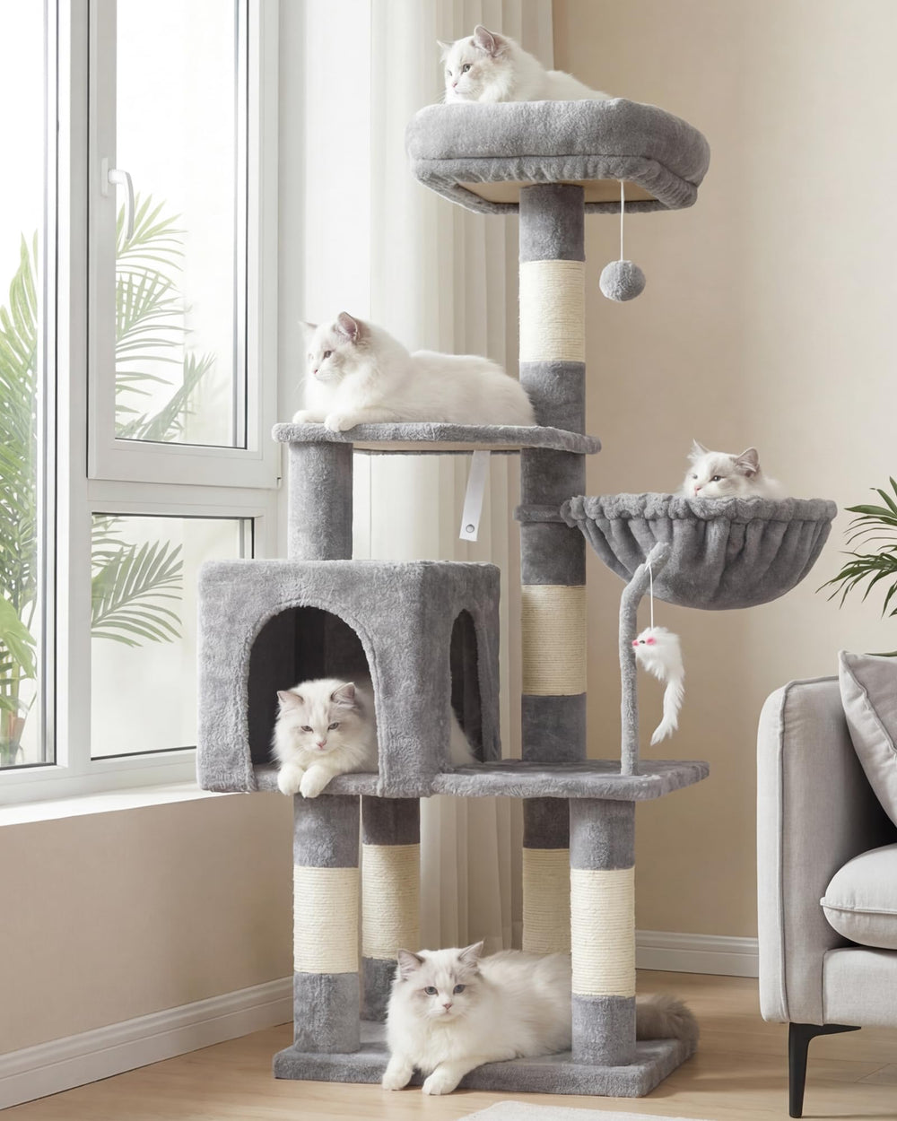 Heybly cat tree base with anti-topple design for safe climbing.