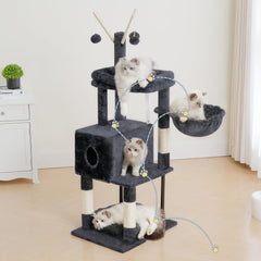Heybly Cat Tree detachable bed can rest at the base or function as a standalone bed.