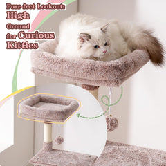 Heybly cat tree enlarged cat house provides private nap space.