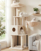 Heybly cat tree full-structure view highlights sturdy frame for safe indoor exploration