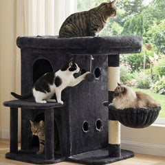 Heybly cat-tree sturdy-base ensures stable climbing for safe ascent and descent.