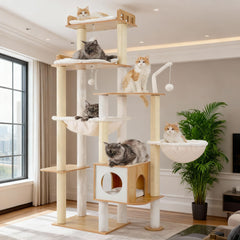 Heybly cat tree top perch offers a spacious resting spot for large cats