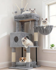 Heybly cat tree top perch provides a spacious high resting spot for cats.