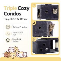 Heybly cat tree top-perch offers spacious lounging and a view.