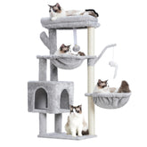 Heybly cat tree tower with sisal posts provides durable scratching and climbing fun.