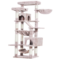 Heybly Cat Tree two spacious caves offer privacy and naps for cats