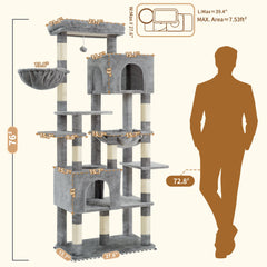 Heybly cat tree wide baseboard offers stable footing on busy floors.