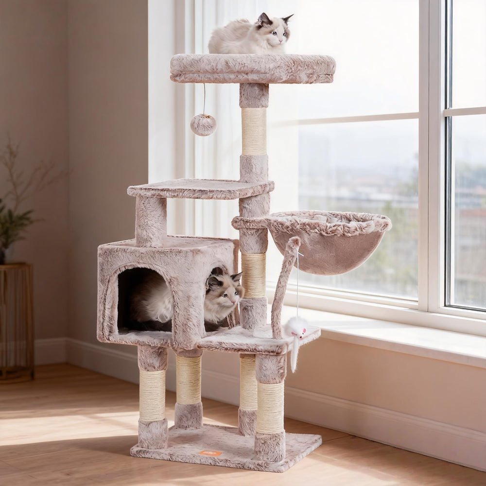 Heybly cat tree with toy offers a dynamic indoor play space for cats