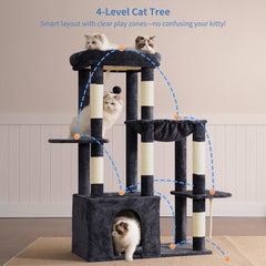 Heybly Heavy Duty Cat Tree top perch offers a wide view for resting and observing.