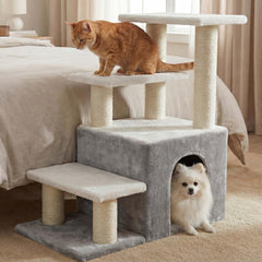 Heybly pet stairs 4-tier steps provide gentle, easy climbing for pets.