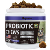HEYISME Dogs Probiotics bottle demonstrates gut balance support for pets