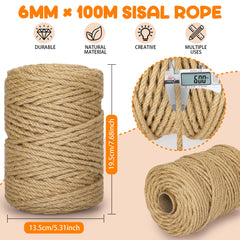 Close-up of HezzLuv 6mm natural sisal rope texture