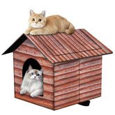 H HONG RI SHENG outdoor cat house folded flat for easy storage.