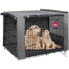 HiCaptain breathable dog crate cover front panel view showing den-like shelter and visibility