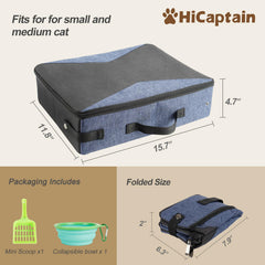 HiCaptain collapsible cat litter box with lid and dual handles for transport.