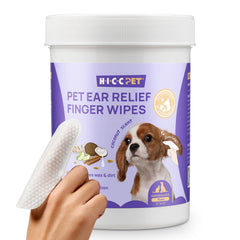 HICC PET Ear Wipes show inside-ear cleaning action for dirt removal.