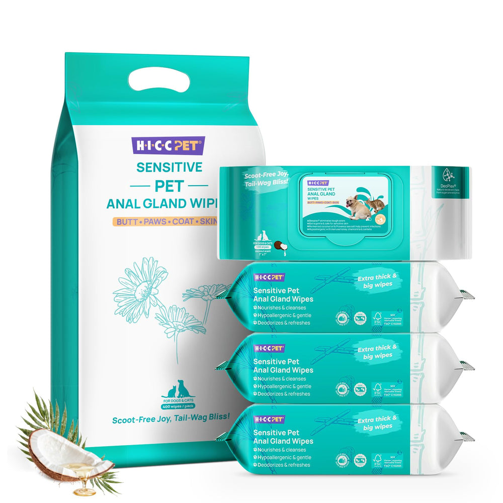 HICC PET Wipes for dogs and cats, multipurpose cleaning and deodorizing in use.
