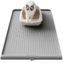 HICOOI cat litter mat with diversion groove traps litter for a cleaner floor