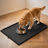 HICOOI dog food mat with raised edges keeps spills contained and floors clean.
