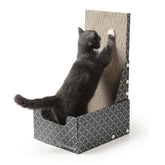 Hide & Scratch cardboard cat scratcher box bed, top view, durable vertical scratching surface.