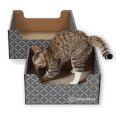 Hide & Scratch dark grey diamond cat scratcher box front view for scratching and lounging.