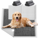 HIDOGGYLD charcoal puppy pads with adhesive tape for secure placement and mess containment.