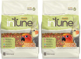 Higgins Intune 2-pack packaging for conure and cockatiel food with natural flavors.