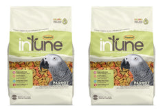 Higgins Intune parrot food front view, 3 lb bag, ready-to-serve balanced nutrition.