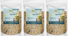 Higgins Protein Egg Food 3-pack bags offer a protein boost for birds.