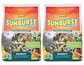 Higgins Sunburst Blend parrot food bag front with colorful mix for daily feeding.